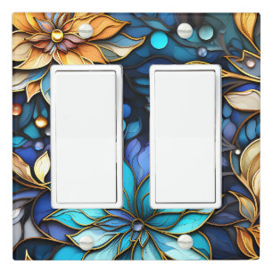 Vibrant Stained Glass Floral Mosaic Art Light Switch Cover