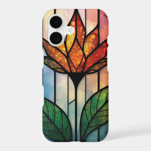 Vibrant Stained Glass Flower Botanical Art iPhone 17 Case