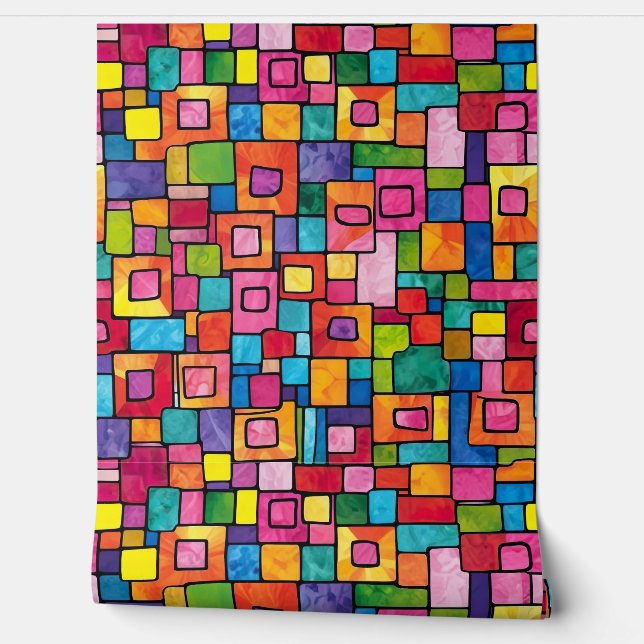 Vibrant Stained Glass Mosaic Pattern Wallpaper (Unrolling)