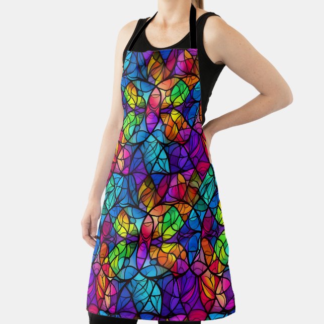 Vibrant Stained Glass Rainbow Pattern Apron (Insitu)