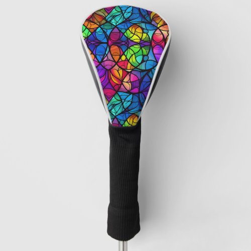 Vibrant Stained Glass Rainbow Pattern Golf Head Cover