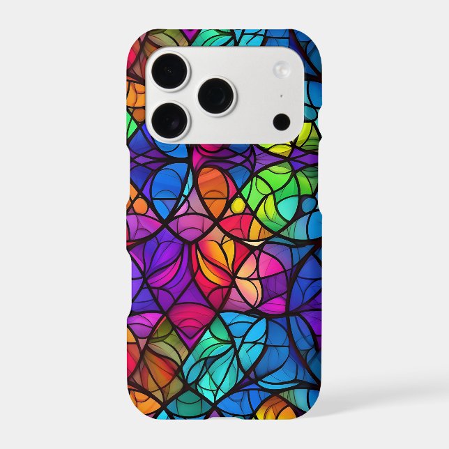 Vibrant Stained Glass Rainbow Pattern Iphone Case (Back)