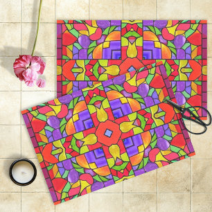 Vibrant Stained Glass Window Pane Colorful Crafts Tissue Paper