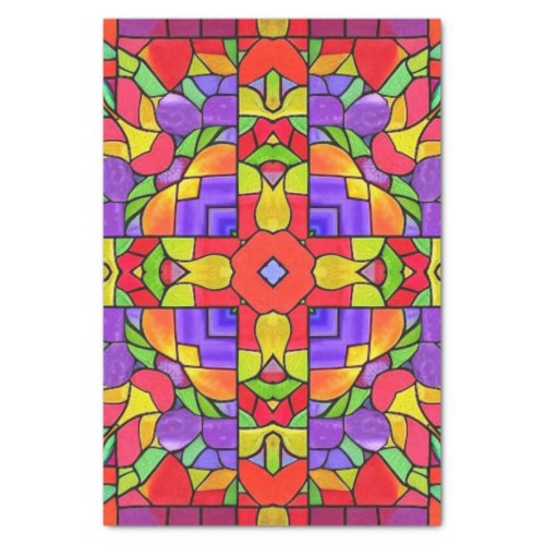 Vibrant Stained Glass Window Pane Colorful Crafts Tissue Paper