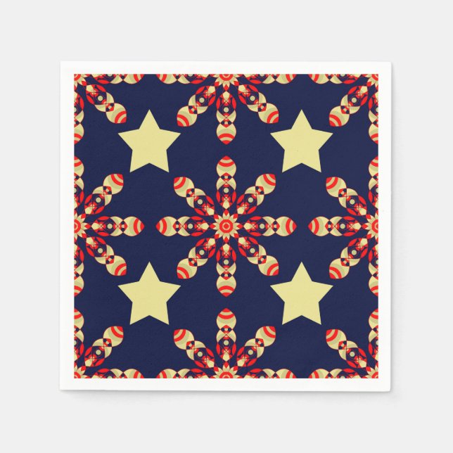 Vibrant star and kaleidoscope pattern napkins (Front)