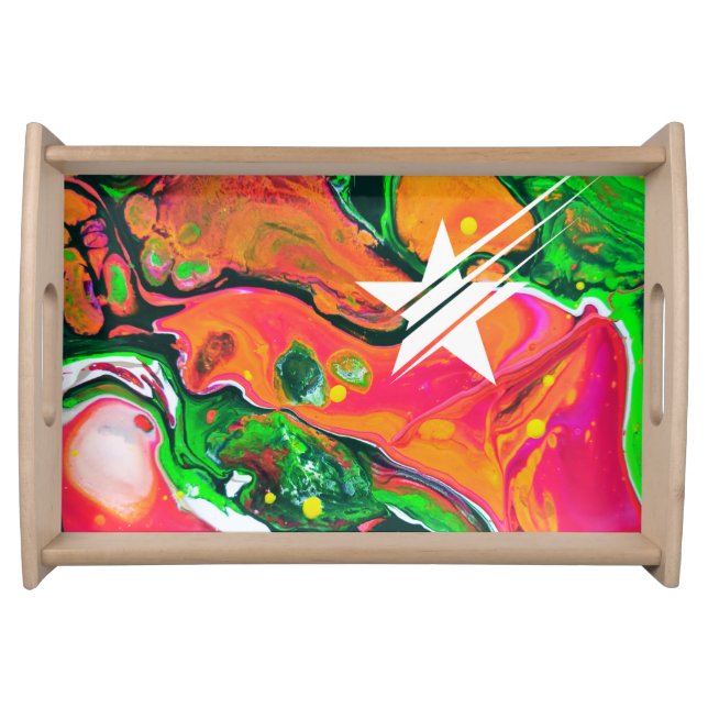 Vibrant Starburst Stripes Serving Tray (Front)
