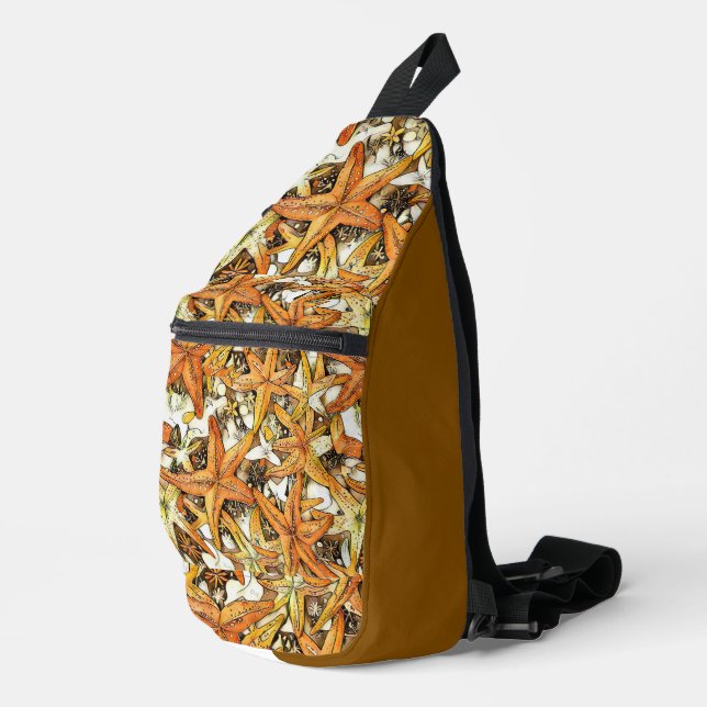 Vibrant Starfish Abstract Pattern Design Sling Bag (Right Corner)