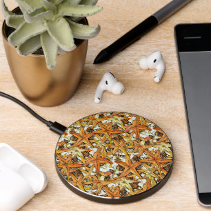Vibrant Starfish Abstract Pattern Design Wireless Charger