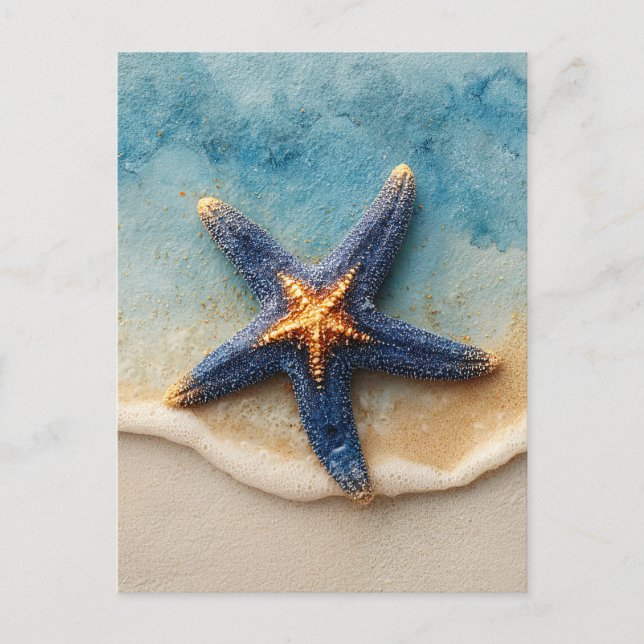 Vibrant Starfish on Sandy Beach Postcard (Front)