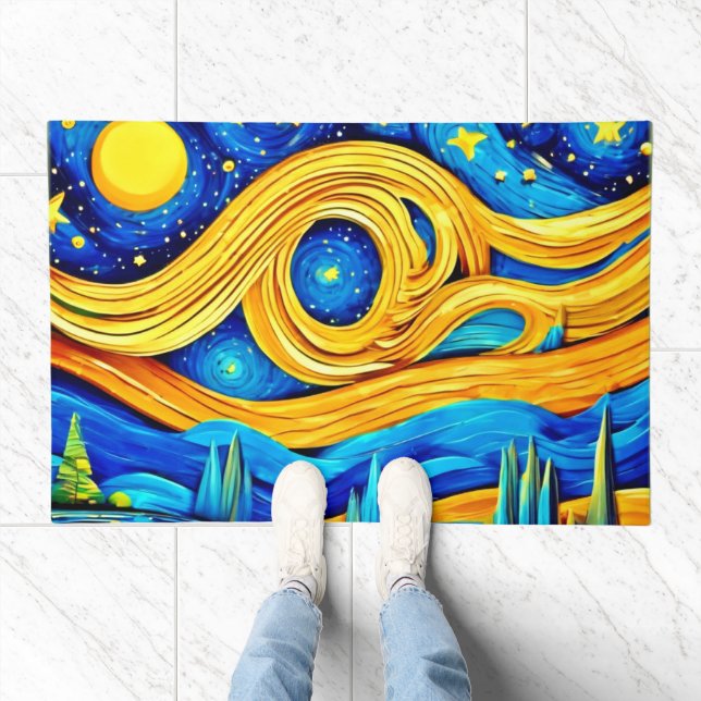 Vibrant Starry Artwork Doormat (Indoor)