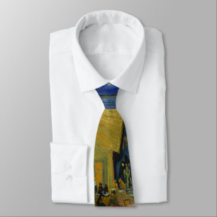 Vibrant Starry Night Cafe Terrace Art by Van Gogh Neck Tie