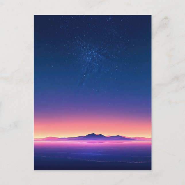 Vibrant Starry Night Mountain Horizon Postcard (Front)