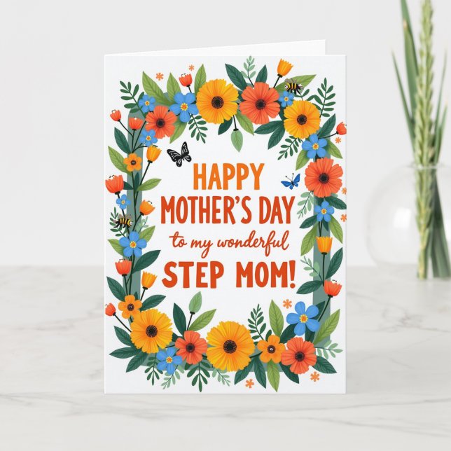 Vibrant Step Mom Day Card (Front)