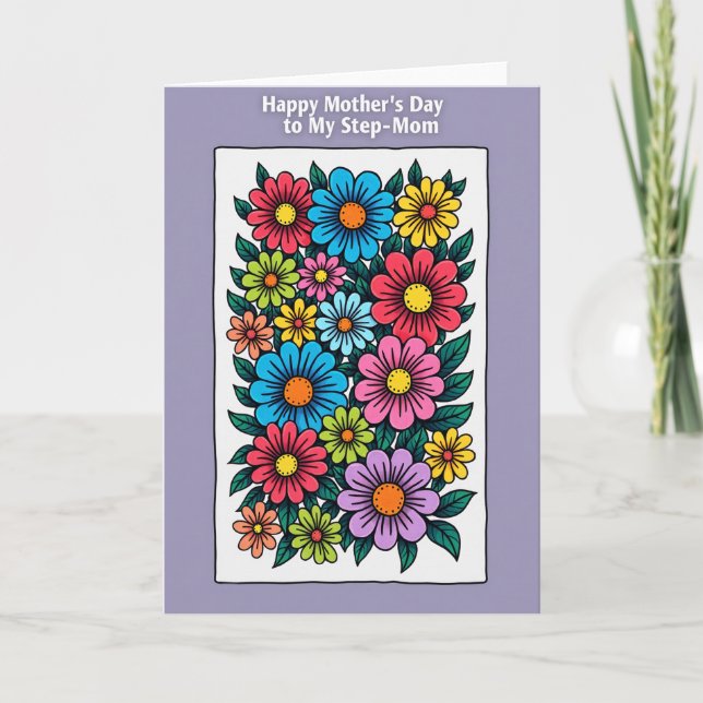 Vibrant Step Moms Day Card (Front)