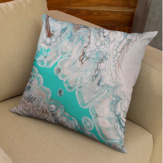 Vibrant Stone Marble Look Fluid Acrylic Art Throw Pillow (Creator Uploaded)