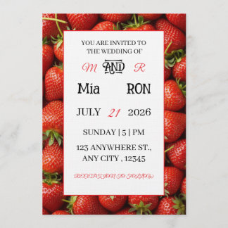 Vibrant Strawberry Pattern Summer Invitation