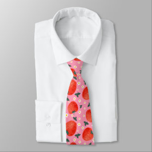 Vibrant Strawberry Print Neck Tie