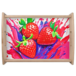 Vibrant Strawberry Splash Serving Tray