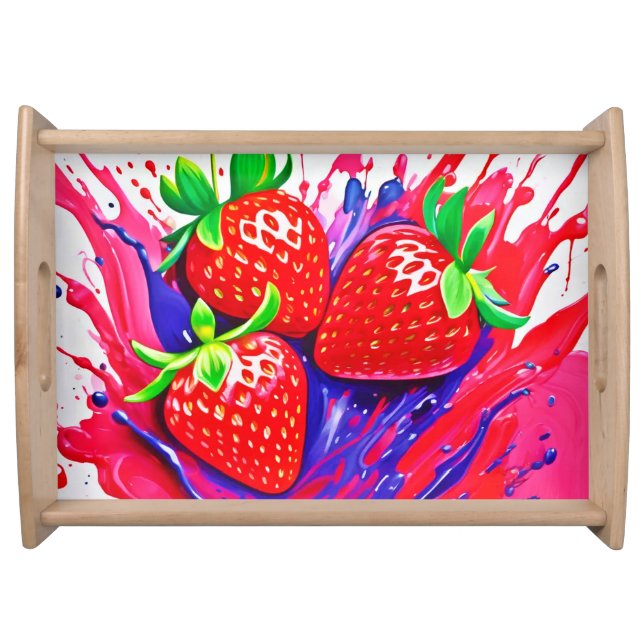 Vibrant Strawberry Splash Serving Tray (Front)
