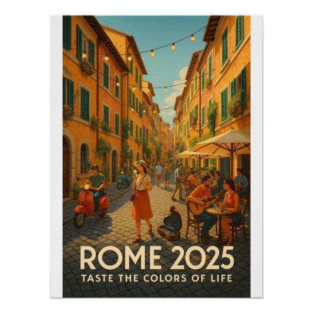 Vibrant Streets of Trastevere art Poster (Front)