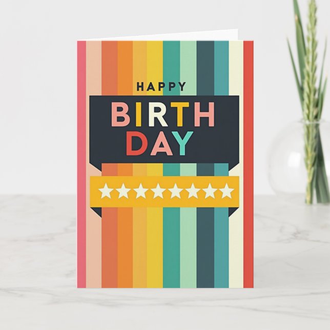 Vibrant Stripe Birthday Card (Front)