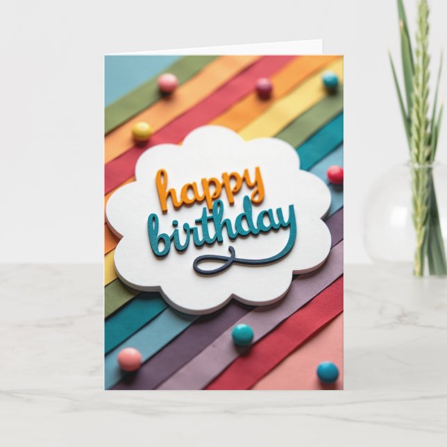 Vibrant Striped Birthday Card (Front)