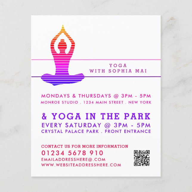 Vibrant Striped Yoga Class Advertising Flyer (Front)