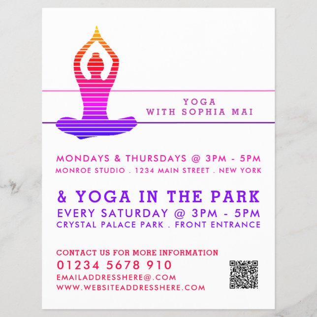 Vibrant Striped Yoga Class Advertising Flyer (Front)