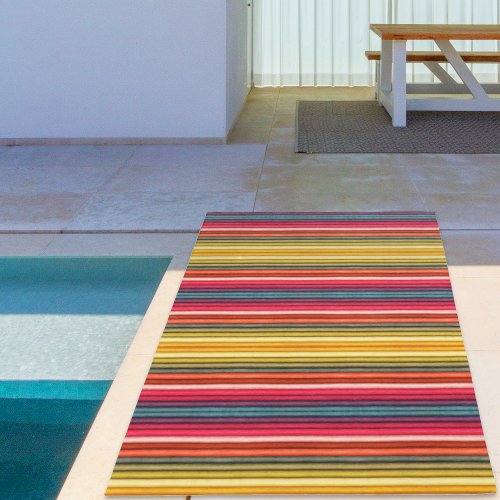 Vibrant Stripes Bright Shades for a Fun Colorful Outdoor Rug