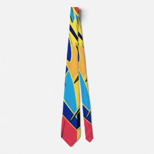 Vibrant Stylized Portrait with Abstract Elements Neck Tie