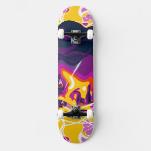 Vibrant Stylized Portrait with Abstract Elements Skateboard