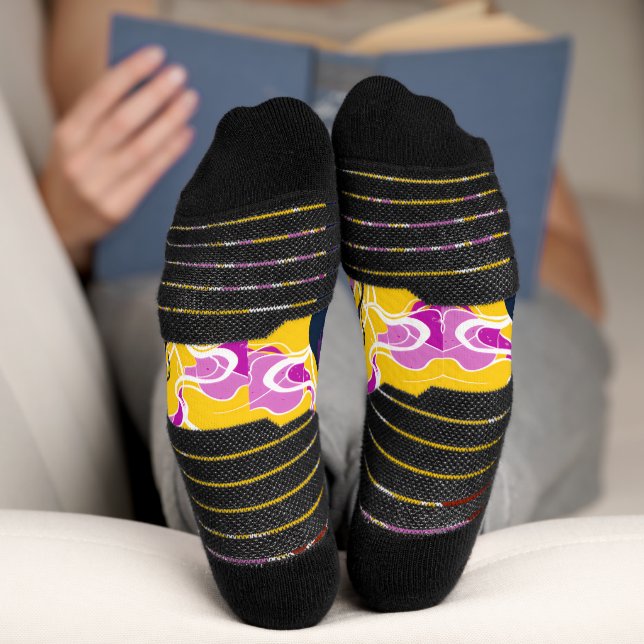 Vibrant Stylized Portrait with Abstract Elements Socks (Bottom)