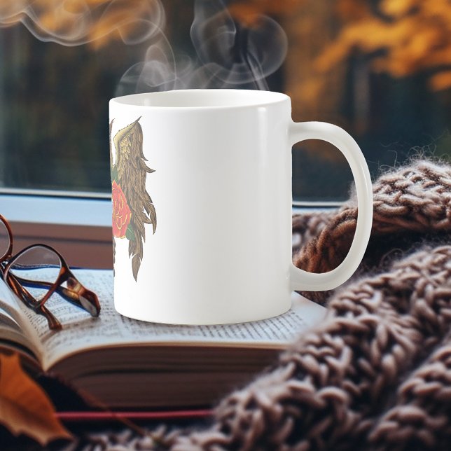 Vibrant Sugar Skull Owl Red Roses  Coffee Mug (Creator Uploaded)