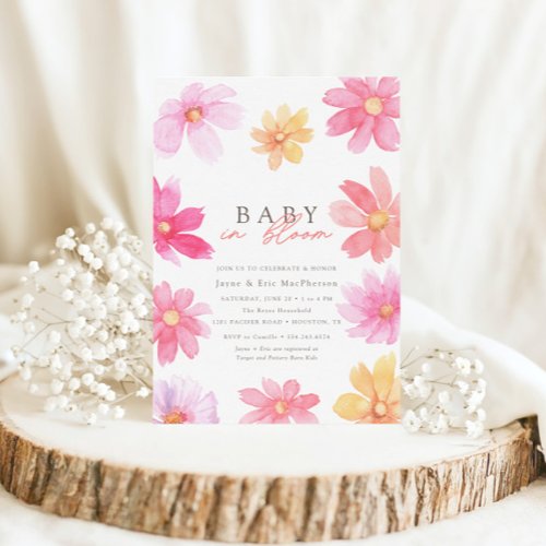 Vibrant Summer Baby in Bloom Floral Wildflower Invitation