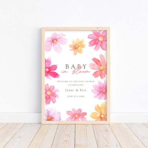 Vibrant Summer Baby in Bloom Floral Wildflower Poster