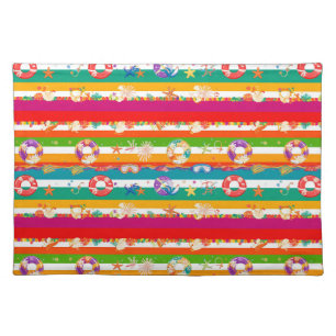 Vibrant Summer Beach Themed Design Cloth Placemat