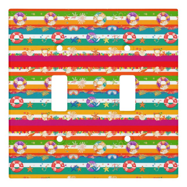 Vibrant Summer Beach Themed Design Light Switch Cover (Front)