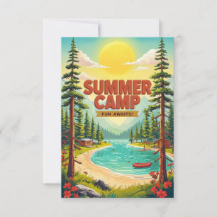 Vibrant Summer Camp Adventure Illustration  Card