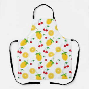 Vibrant Summer Citrus Lemon and Red Cherries  Apron