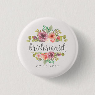Vibrant Summer Floral Bridesmaid Button