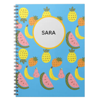Vibrant Summer Fruits Pattern Spiral Notebook