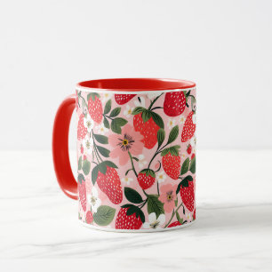 Vibrant Summer Strawberry and Flower Patch Mug