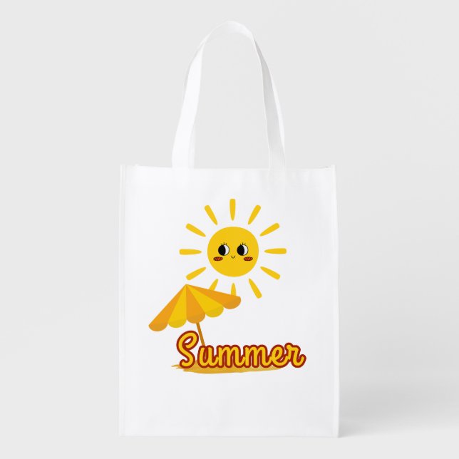 Vibrant Summer Sunshine Design Grocery Bag (Front)