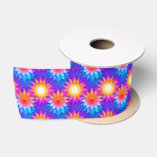 Vibrant Summer Sunshine Pattern Satin Ribbon (Spool)