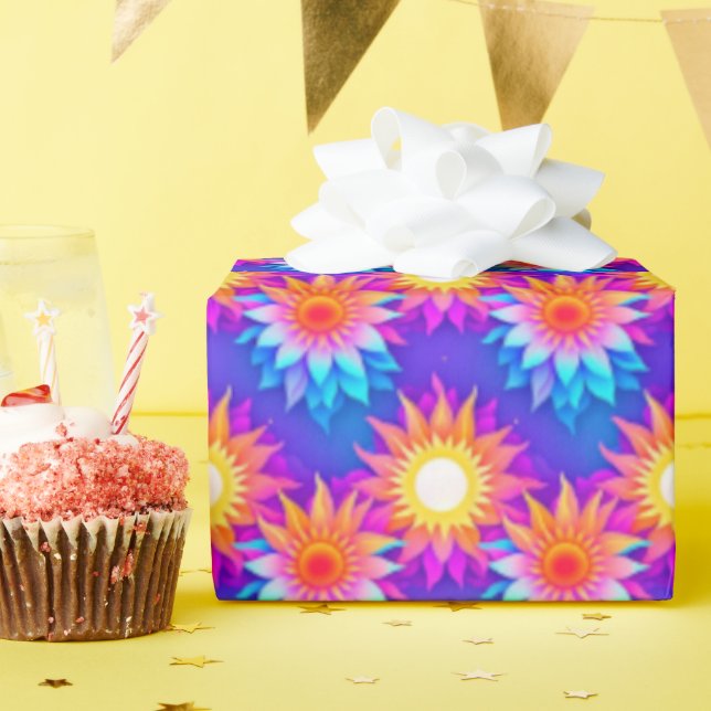Vibrant Summer Sunshine Pattern Wrapping Paper (Birthday Party)