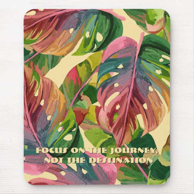 Vibrant Summer Tropical Pattern Custom Text Office Mouse Pad (Front)