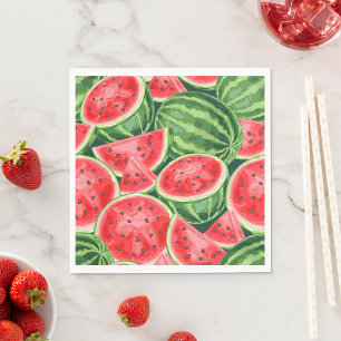 Vibrant Summer Watermelon Slices Pattern Napkins