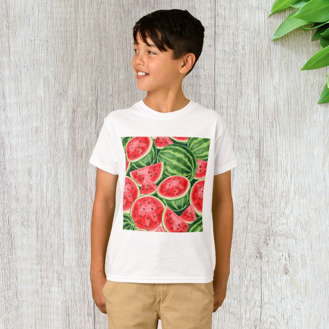 Vibrant Summer Watermelon Slices Pattern T-Shirt (Creator Uploaded)