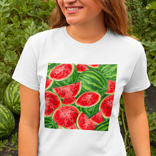 Vibrant Summer Watermelon Slices Pattern T-Shirt