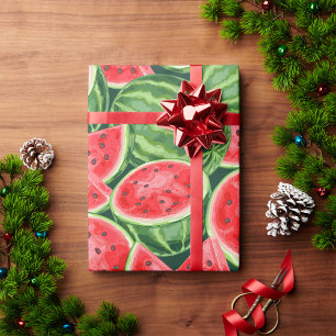 Vibrant Summer Watermelon Slices Pattern Wrapping Paper